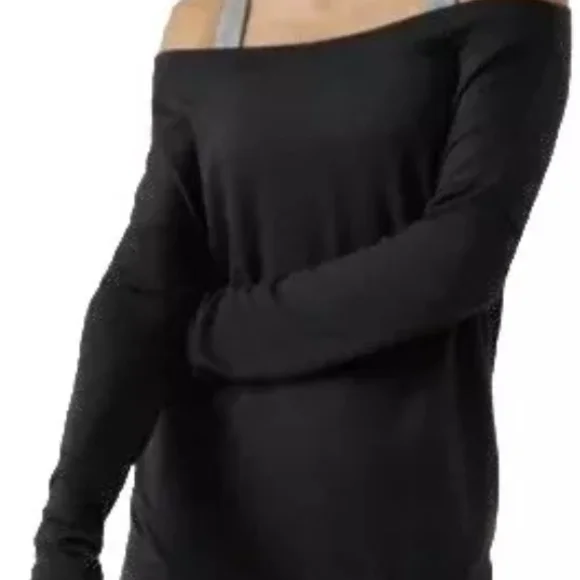 Athleta Barre Studio Off-Shoulder Sweater Black XL - Picture 2 of 6